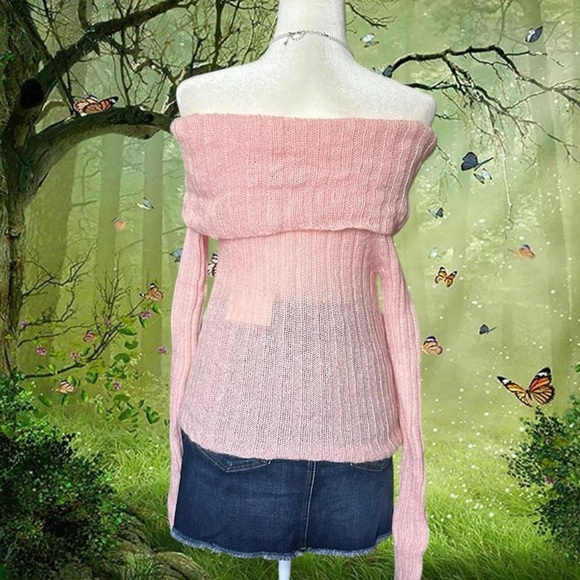 Y2k 90s The Limited Baby Pink Off The Shoulder Top Size S - Picture 5 of 8